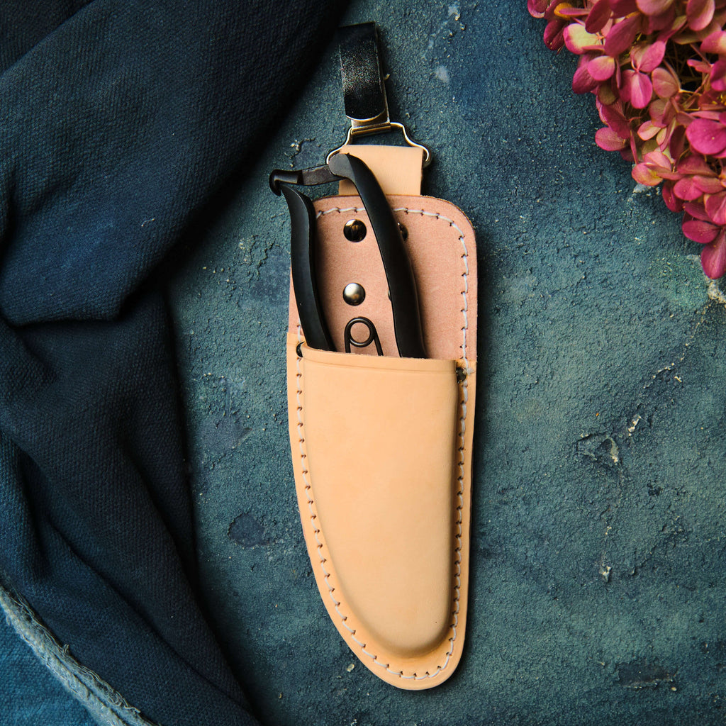 Étui en cuir pour sécateur 180 mm avec clip ceinture Tan
