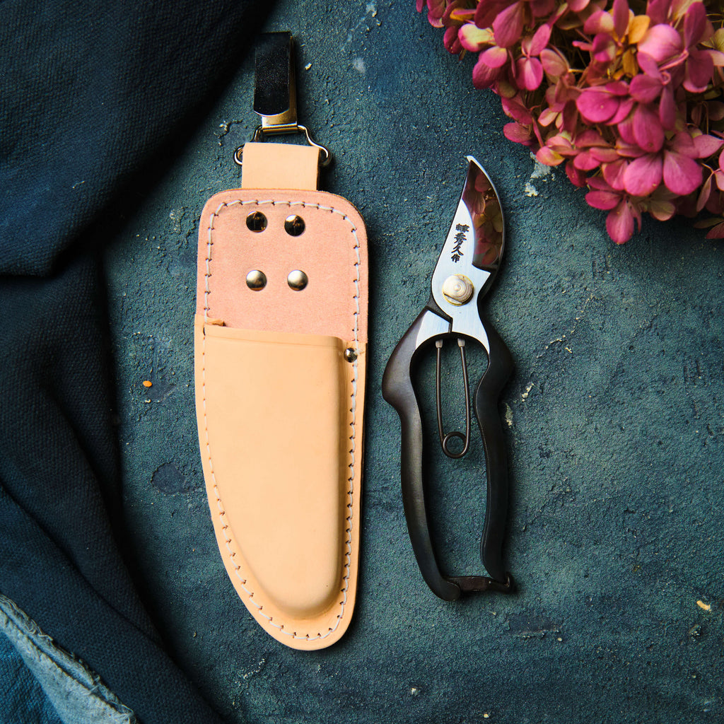 Étui en cuir pour sécateur 180 mm avec clip ceinture Tan