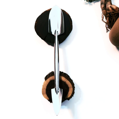 Pelle incurvée double embout pour bonsaï, 255 mm, acier inoxydable