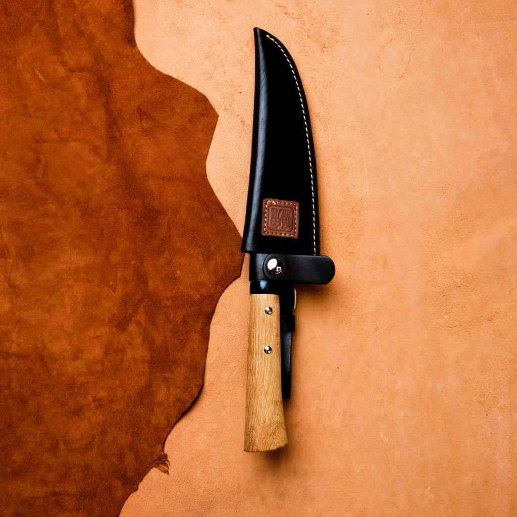 Couteau d'extérieur fait main avec étui en cuir
