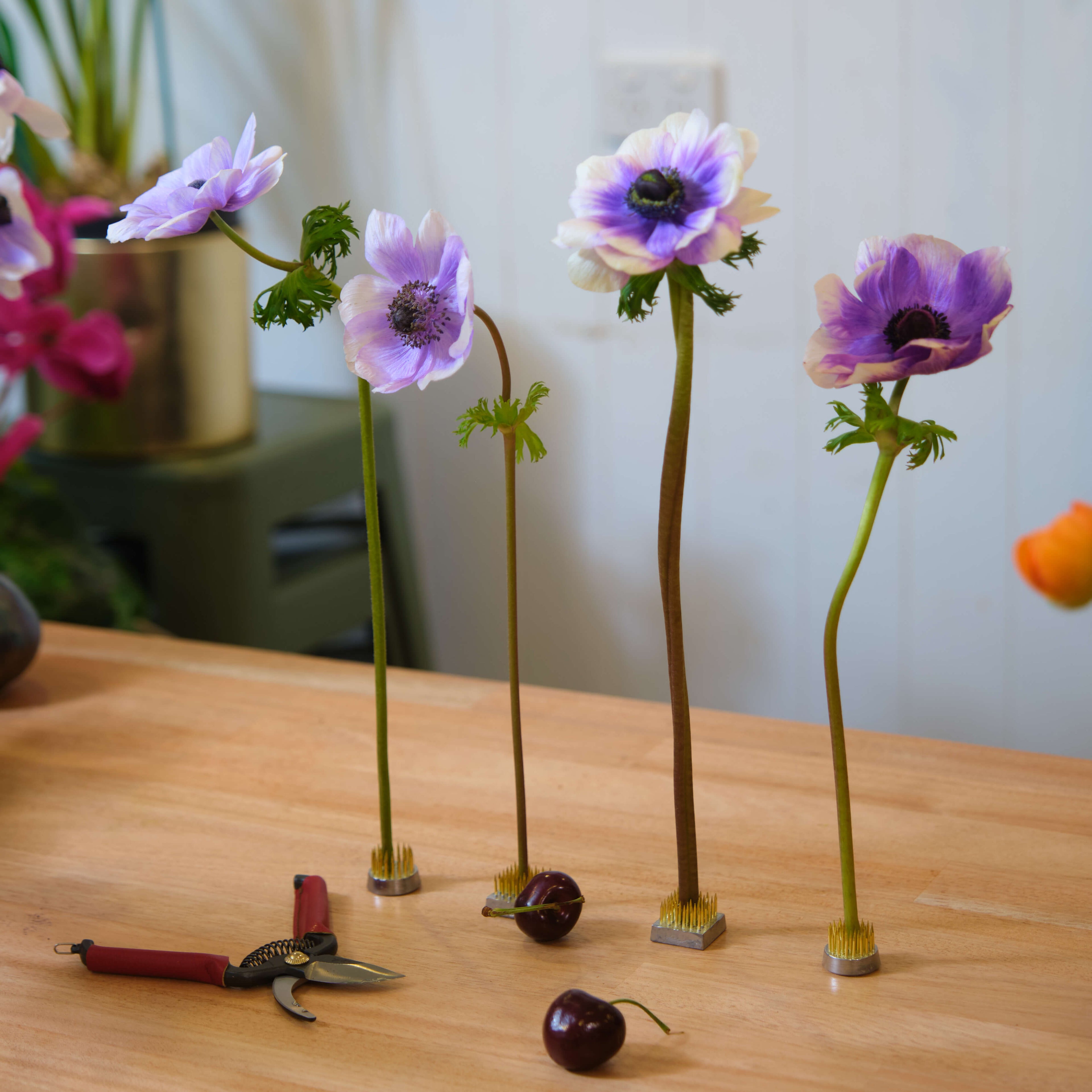 Mini Kenzan Ikebana Argent, Pique-Fleurs pour Arrangement Floral