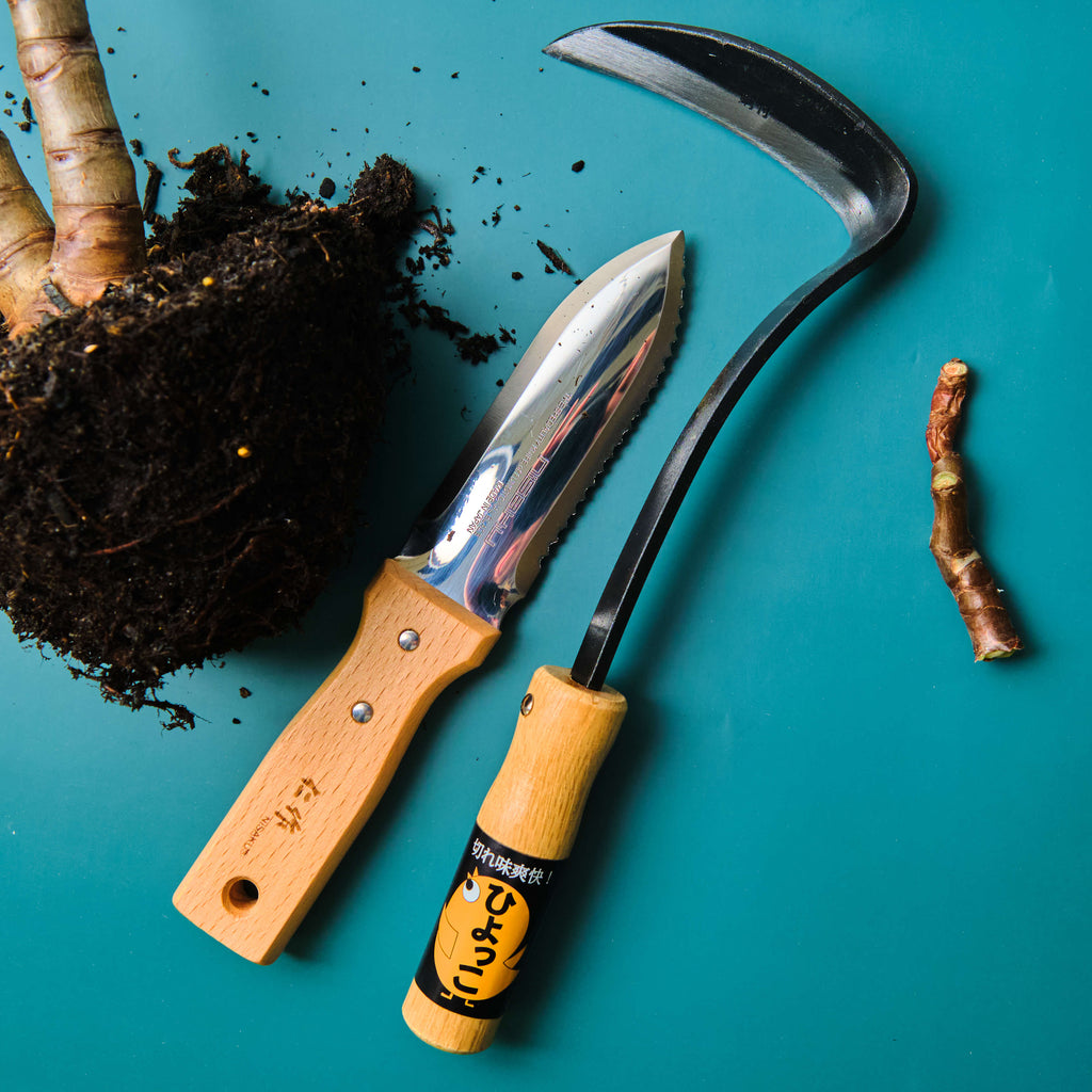Couteau de jardin à double tranchant avec étui en cuir, lame en acier à haute teneur en carbone de 17 cm