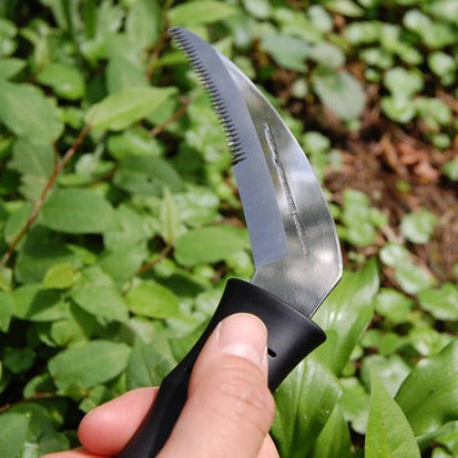 Faucille de jardin dentelée en acier inoxydable avec mousqueton et étui de ceinture