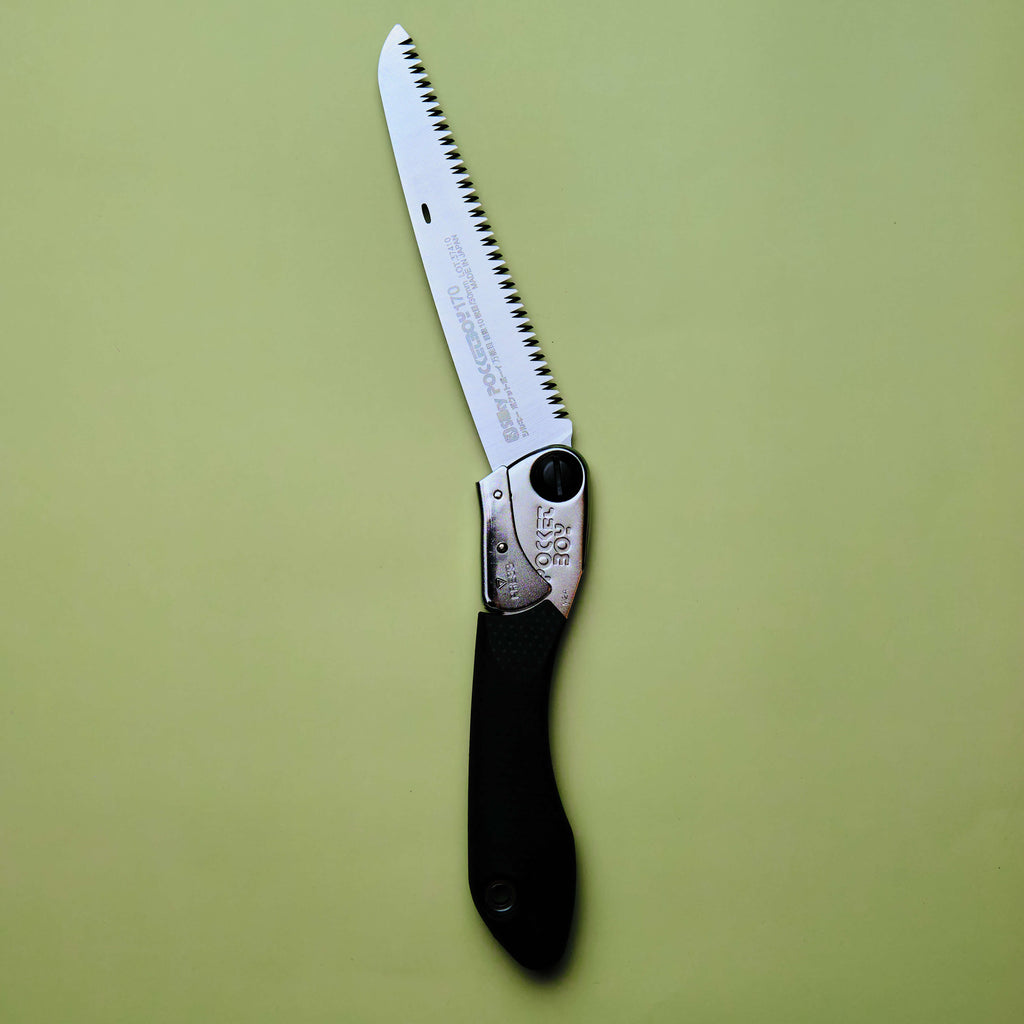 Scie d'élagage pliable 170 mm Lame compacte légère et affûtée, poignée rouge et noire