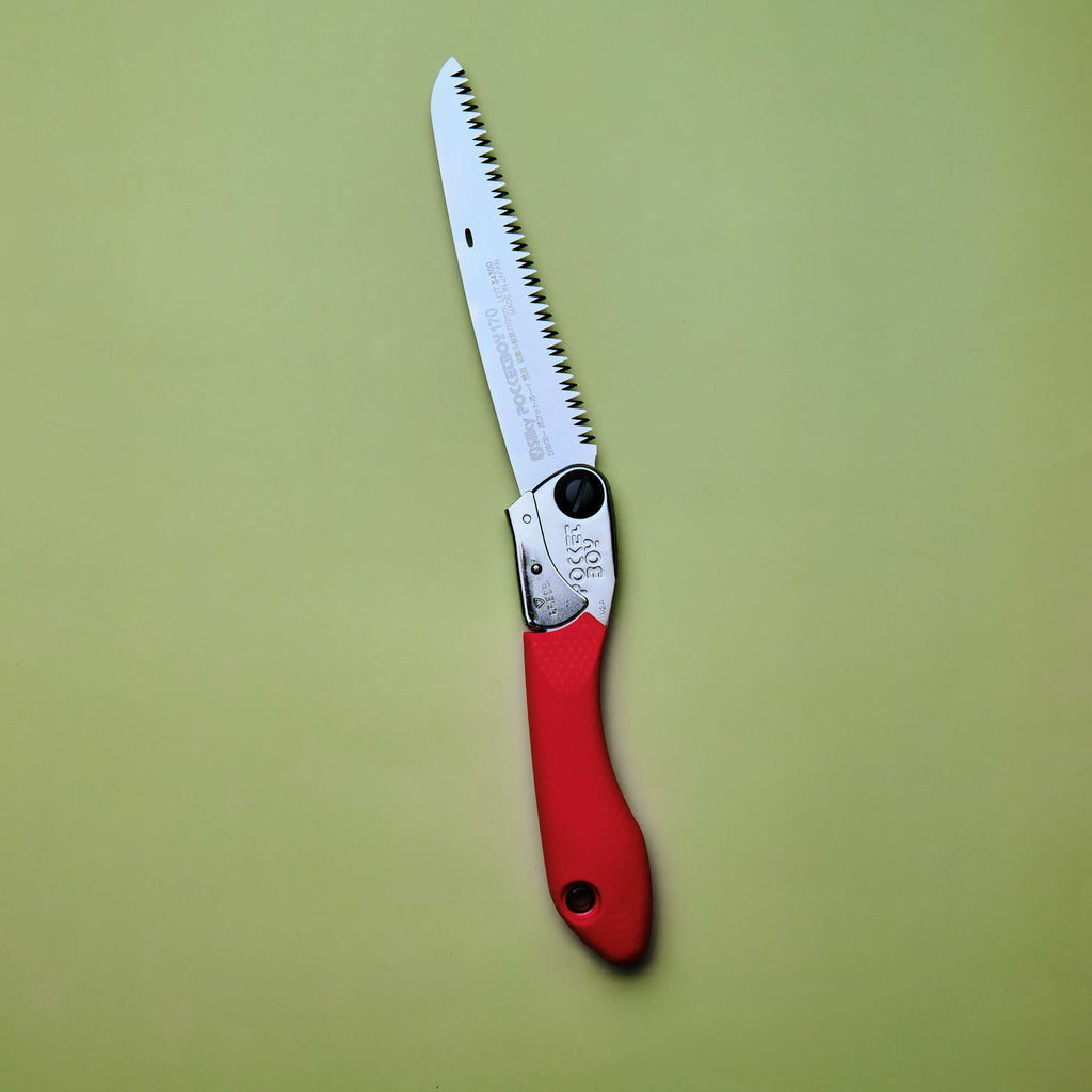 Scie d'élagage pliable 170 mm Lame compacte légère et affûtée, poignée rouge et noire