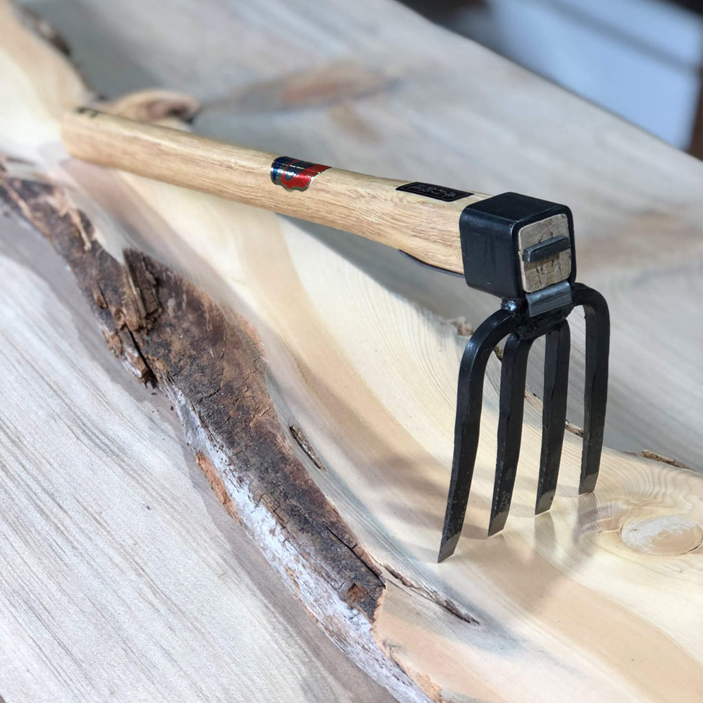 Fourche de jardin à 4 dents avec manche en bois