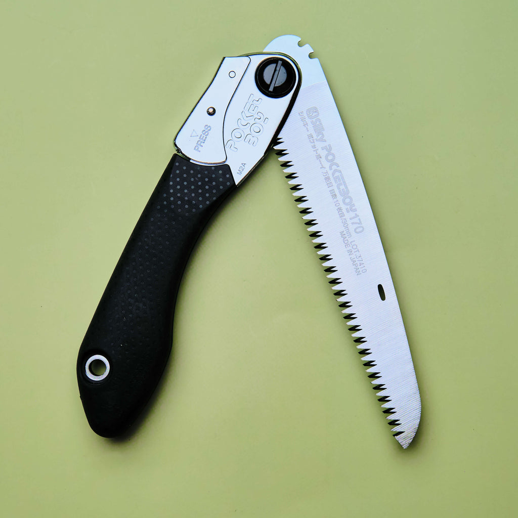 Scie d'élagage pliable 170 mm Lame compacte légère et affûtée, poignée rouge et noire