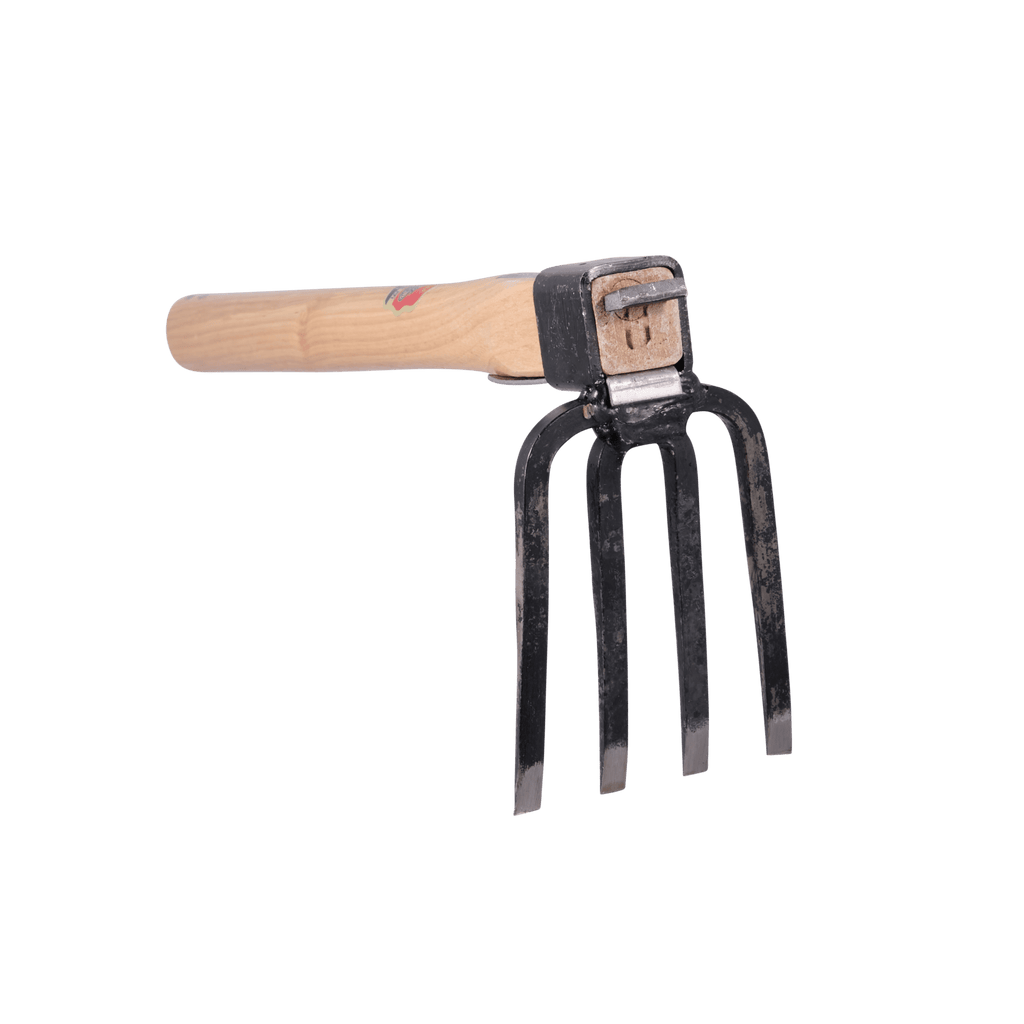Fourche de jardin à 4 dents avec manche en bois